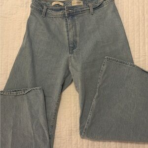 High waisted, wide leg jeans